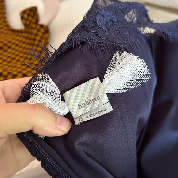 BHLDN Hitherto Fleur Dress in Navy w/Belt - Picture 4 of 4